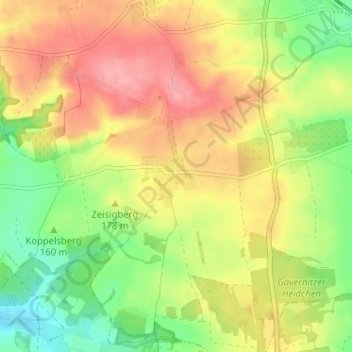 Mappa topografica Kmehlen, altitudine, rilievo