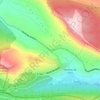 Mappa topografica Col de Valferrière, altitudine, rilievo
