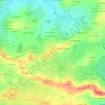 Mappa topografica Le Clos, altitudine, rilievo