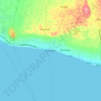 Mappa topografica Baclayon, altitudine, rilievo