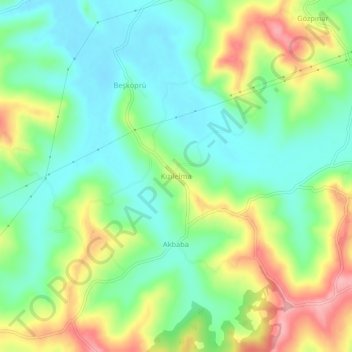 Mappa topografica Kızılelma, altitudine, rilievo