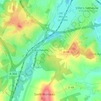 Mappa topografica Beauséjour, altitudine, rilievo