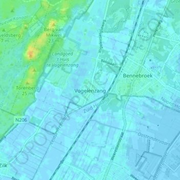 Mappa topografica Vogelenzang, altitudine, rilievo