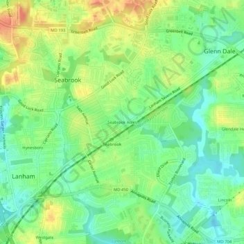 Mappa topografica Seabrook Acres, altitudine, rilievo