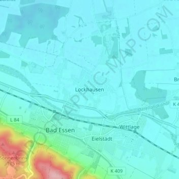 Mappa topografica Lockhausen, altitudine, rilievo