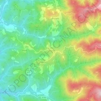 Mappa topografica Castagnoli, altitudine, rilievo