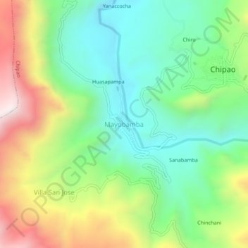 Mappa topografica Mayobamba, altitudine, rilievo