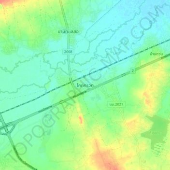 Mappa topografica Khok Kruat, altitudine, rilievo