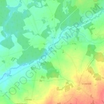 Mappa topografica La Rue Aubret, altitudine, rilievo