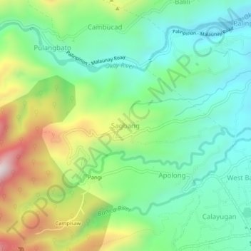 Mappa topografica Sagbang, altitudine, rilievo