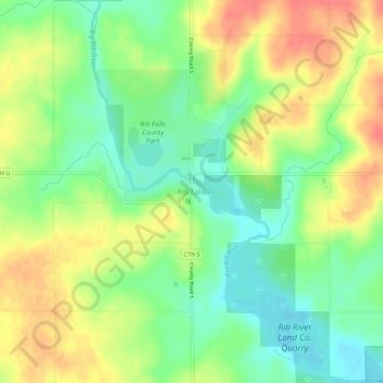 Mappa topografica Rib Falls, altitudine, rilievo