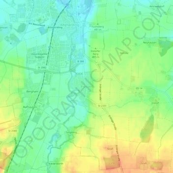 Mappa topografica Pretzen, altitudine, rilievo