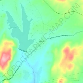 Mappa topografica Brovales, altitudine, rilievo