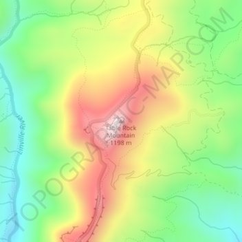 Mappa topografica Table Rock Mountain, altitudine, rilievo