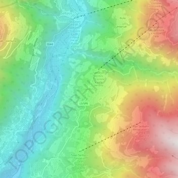 Mappa topografica Verdins, altitudine, rilievo