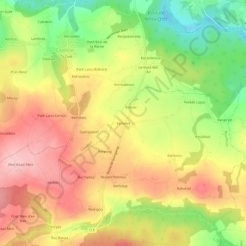 Mappa topografica Kerioled, altitudine, rilievo