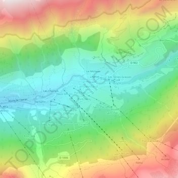 Mappa topografica L'Envers, altitudine, rilievo