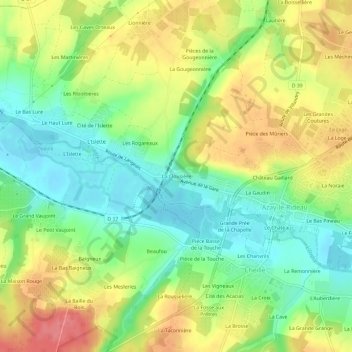 Mappa topografica La Clousière, altitudine, rilievo