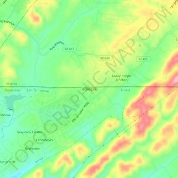 Mappa topografica Stonegate, altitudine, rilievo