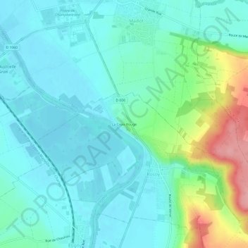 Mappa topografica La Croix Rouge, altitudine, rilievo