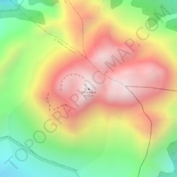 Mappa topografica Doña Juana, altitudine, rilievo