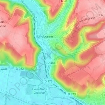 Mappa topografica Le Manoir, altitudine, rilievo