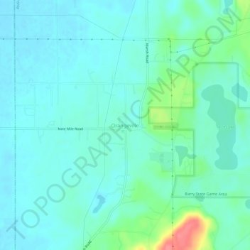 Mappa topografica Orangeville, altitudine, rilievo