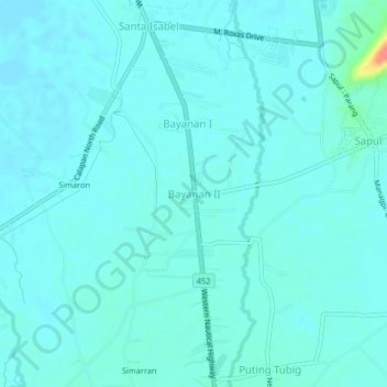 Mappa topografica Bayanan II, altitudine, rilievo