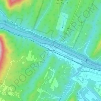 Mappa topografica Woodmont, altitudine, rilievo