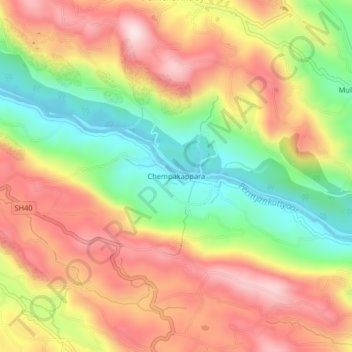 Mappa topografica Chempakappara, altitudine, rilievo