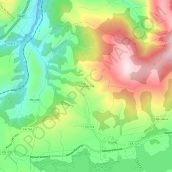 Mappa topografica Villapaderne, altitudine, rilievo