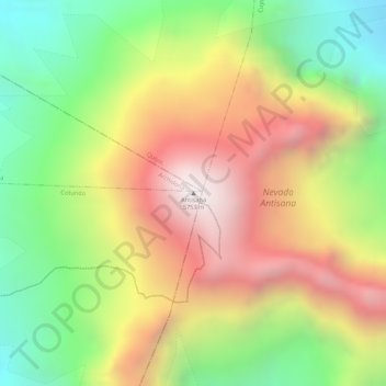 Mappa topografica Antisana, altitudine, rilievo