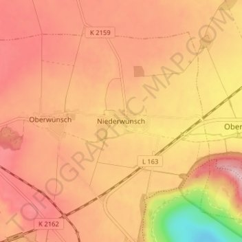 Mappa topografica Niederwünsch, altitudine, rilievo