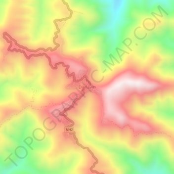 Mappa topografica Darlawn, altitudine, rilievo