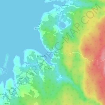 Mappa topografica Quildaco Bajo, altitudine, rilievo