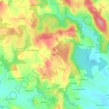 Mappa topografica Penhoët Braz, altitudine, rilievo