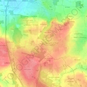 Mappa topografica Le Patis Garel, altitudine, rilievo