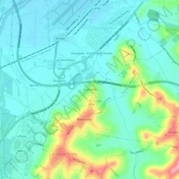 Mappa topografica Grancetta, altitudine, rilievo