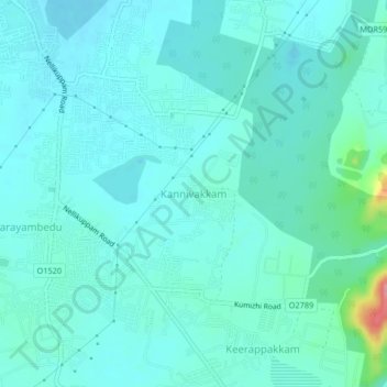 Mappa topografica Kannivakkam, altitudine, rilievo