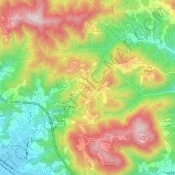 Mappa topografica Chiatri, altitudine, rilievo