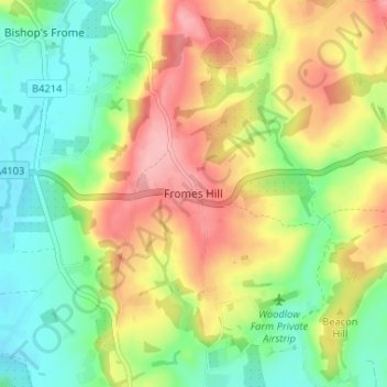Mappa topografica Fromes Hill, altitudine, rilievo