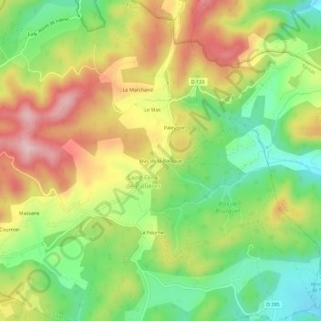 Mappa topografica Mas de la Baraque, altitudine, rilievo