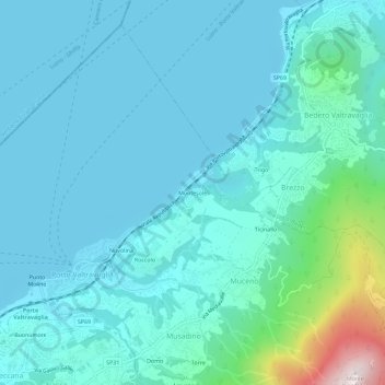 Mappa topografica Montesole, altitudine, rilievo