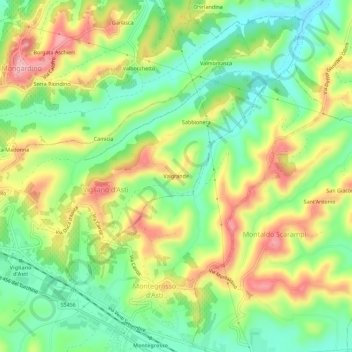 Mappa topografica Valgrande, altitudine, rilievo