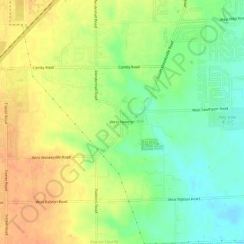 Mappa topografica West Newton, altitudine, rilievo