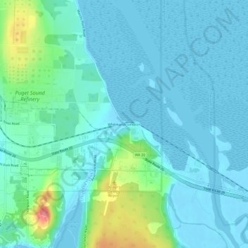 Mappa topografica Whitmarsh Junction, altitudine, rilievo