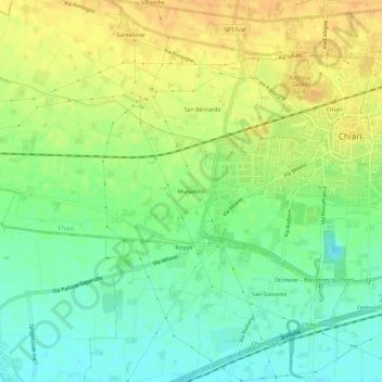 Mappa topografica Muradello, altitudine, rilievo