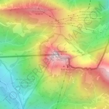Mappa topografica Aggenstein, altitudine, rilievo