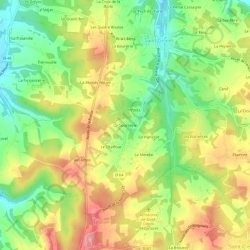 Mappa topografica La Gournerie, altitudine, rilievo