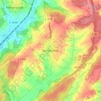 Mappa topografica Berolzheim, altitudine, rilievo